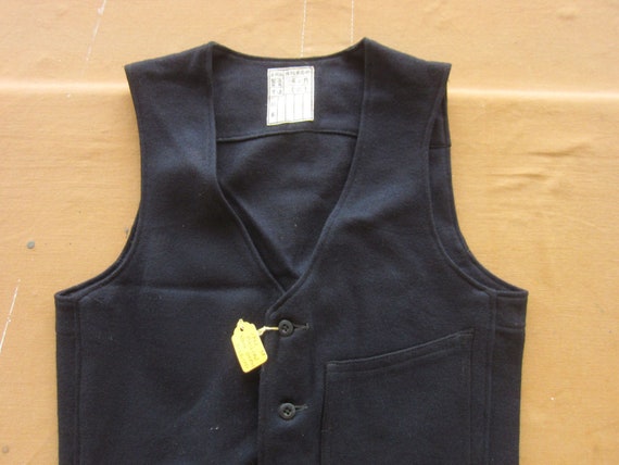 XS 40s Japanese Military Wool Vest / Navy Blue Bl… - image 2