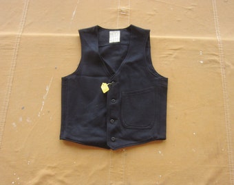 XS 40s Japanese Military Wool Vest / Navy Blue Black 1940s Button Down Work Vest Army Navy WW2 WWII Japan