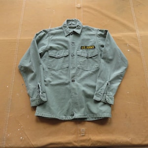 XS / Small 60s Distressed Army Shirt / OG-107 OG107 Cotton Sateen Fatigues Uniform Faded Frayed