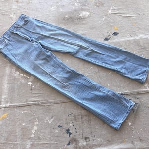 29 x 32 80s Wrangler Fransen & Faded Jeans / abgenutzte 1980s Small Medium Striped Light Wash Western