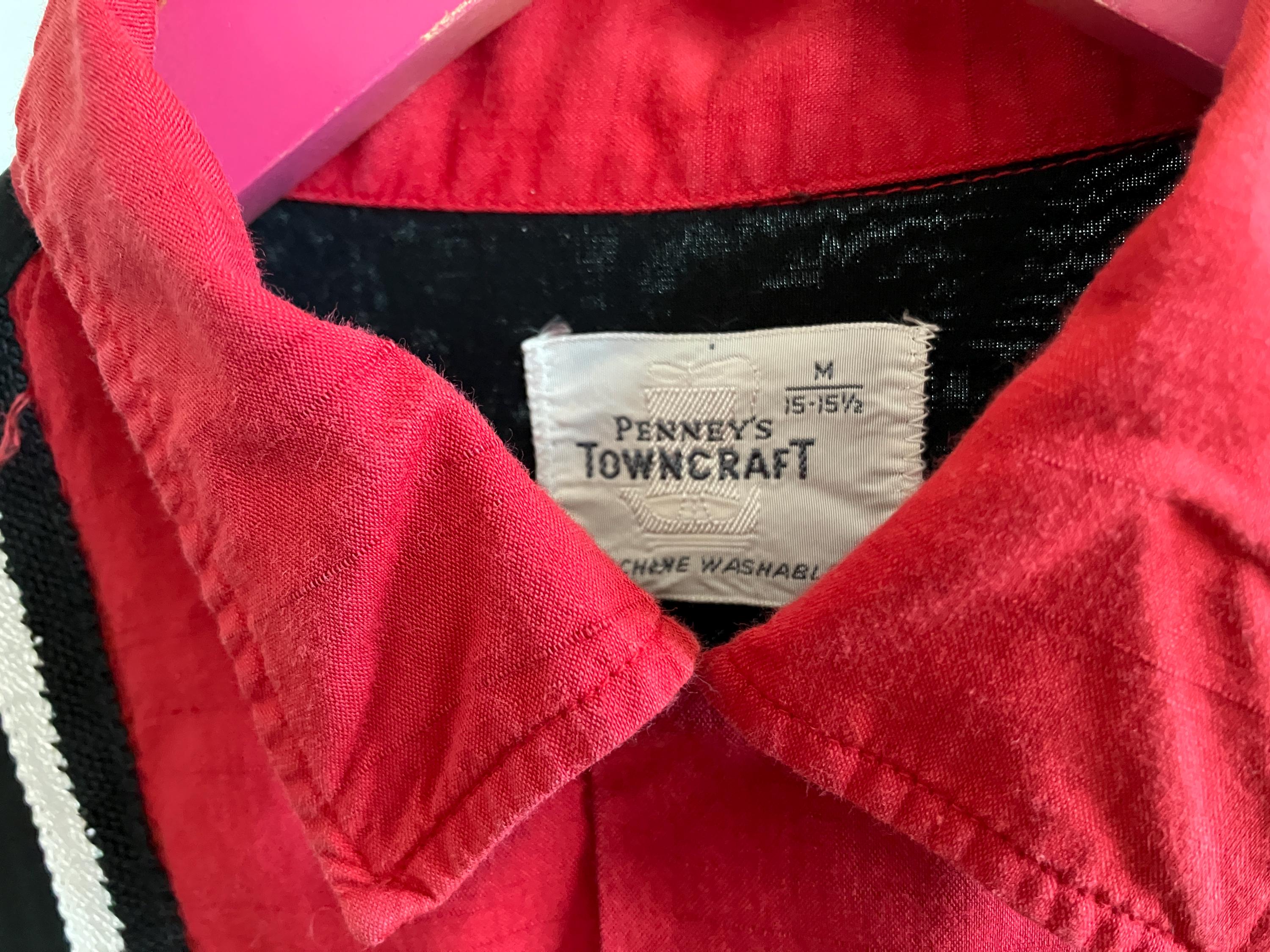 Small / Medium 50s Black & Red Rayon Shirt Jac / Penney's