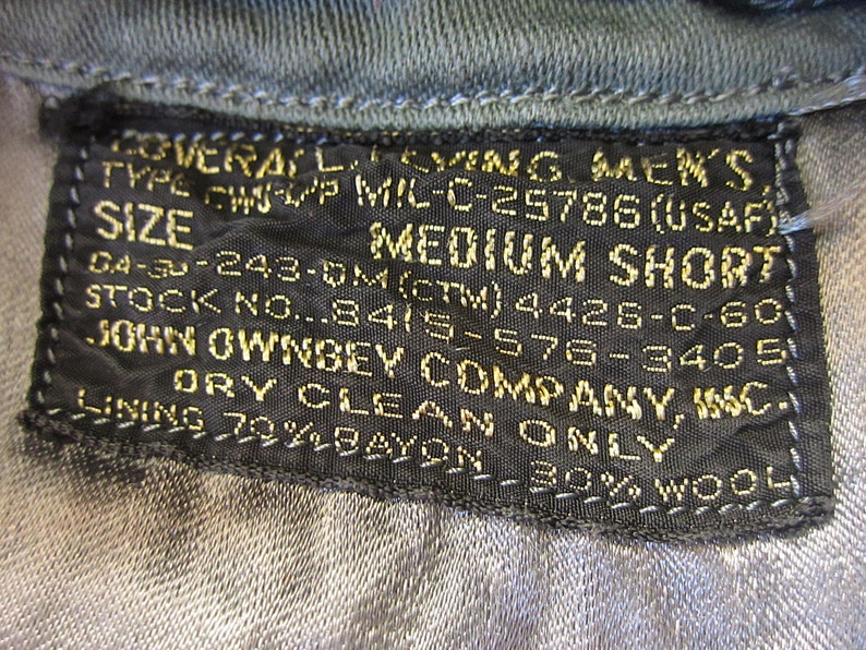 Military Coverall Medium Short 50s 60s US Army Insulated Flight Suit Coveralls CWU-1P Fatigues Uniform Vietnam Deck 1960s