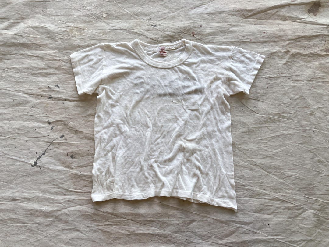 XS 50s Distressed Cotton White T-shirt / 1950s White Binder