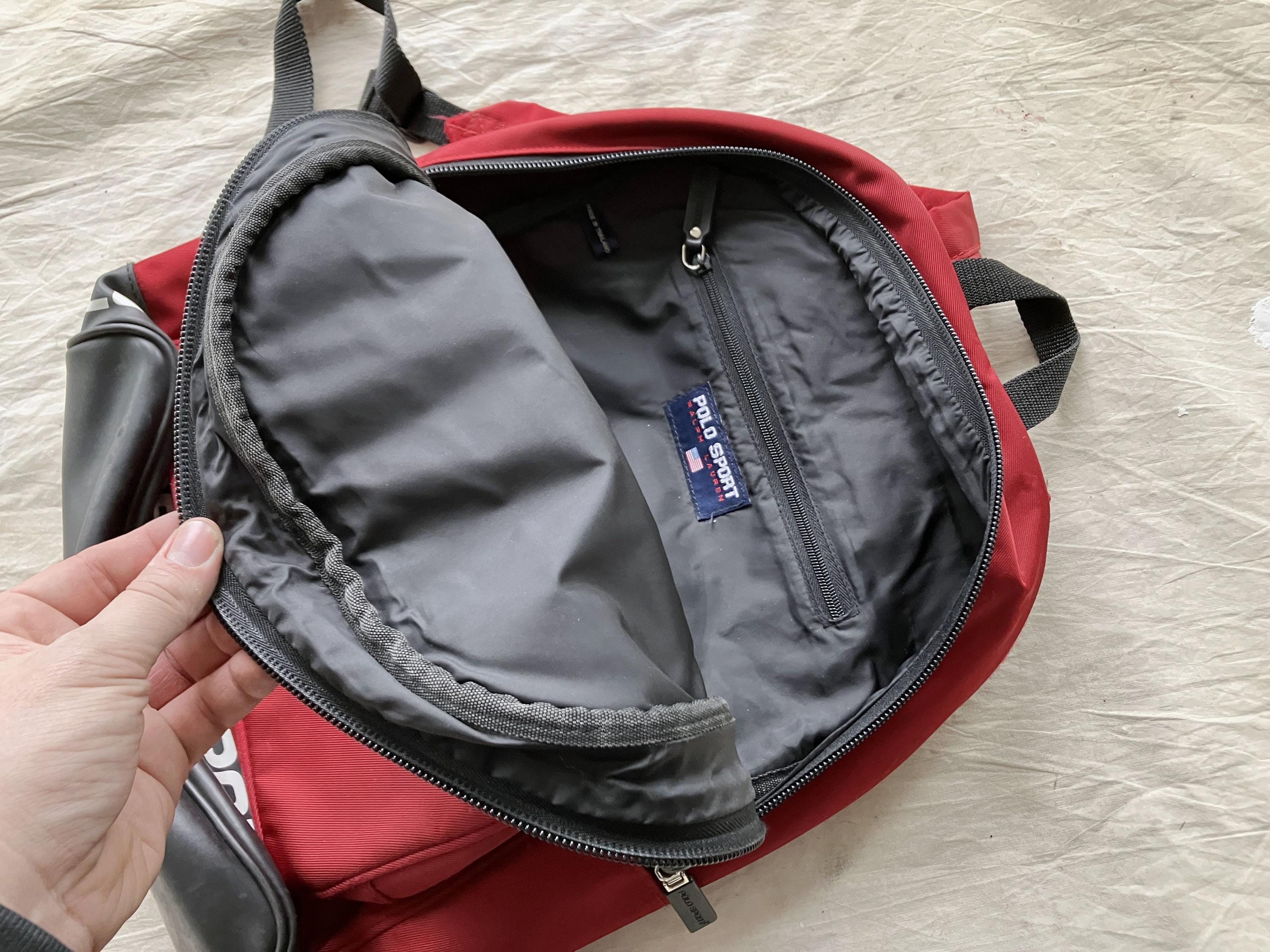 Vintage 90s Polo Sport Vinyl Bottom Backpack / 1990s Red