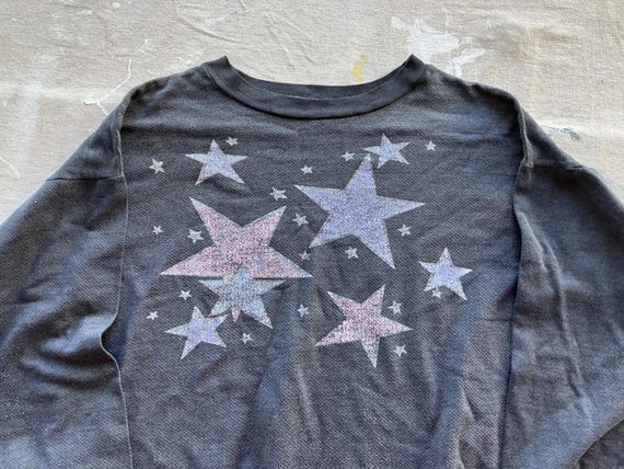 Small / Medium 70s / 80s Faded Black Glam Stars S… - image 2
