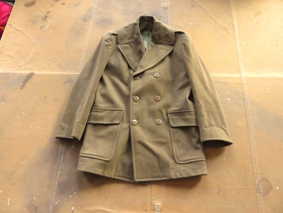 Small 40s US Army Officer's Mackinaw Overcoat / Double Breasted
