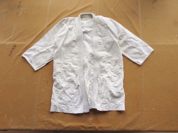 Large 70s / 80s Cotton Judo Robe / Gi Karate Quilted … - Gem