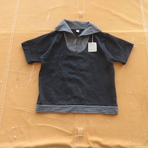 XS / Small 50s Women’s Cotton Ribbed Play Shirt / Polo Shirt T-shirt Black Cotton Deadstock Dead Stock NWT 1950s Pullover Playshirt
