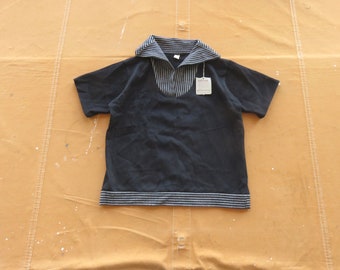XS / Small 50s Women’s Cotton Ribbed Play Shirt / Polo Shirt T-shirt Black Cotton Deadstock Dead Stock NWT 1950s Pullover Playshirt