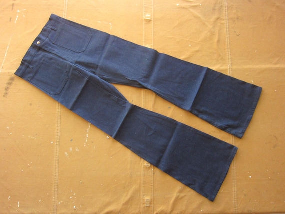 Vintage 70s Denim Bell Bottom Jeans / 100% Cotton… - image 1