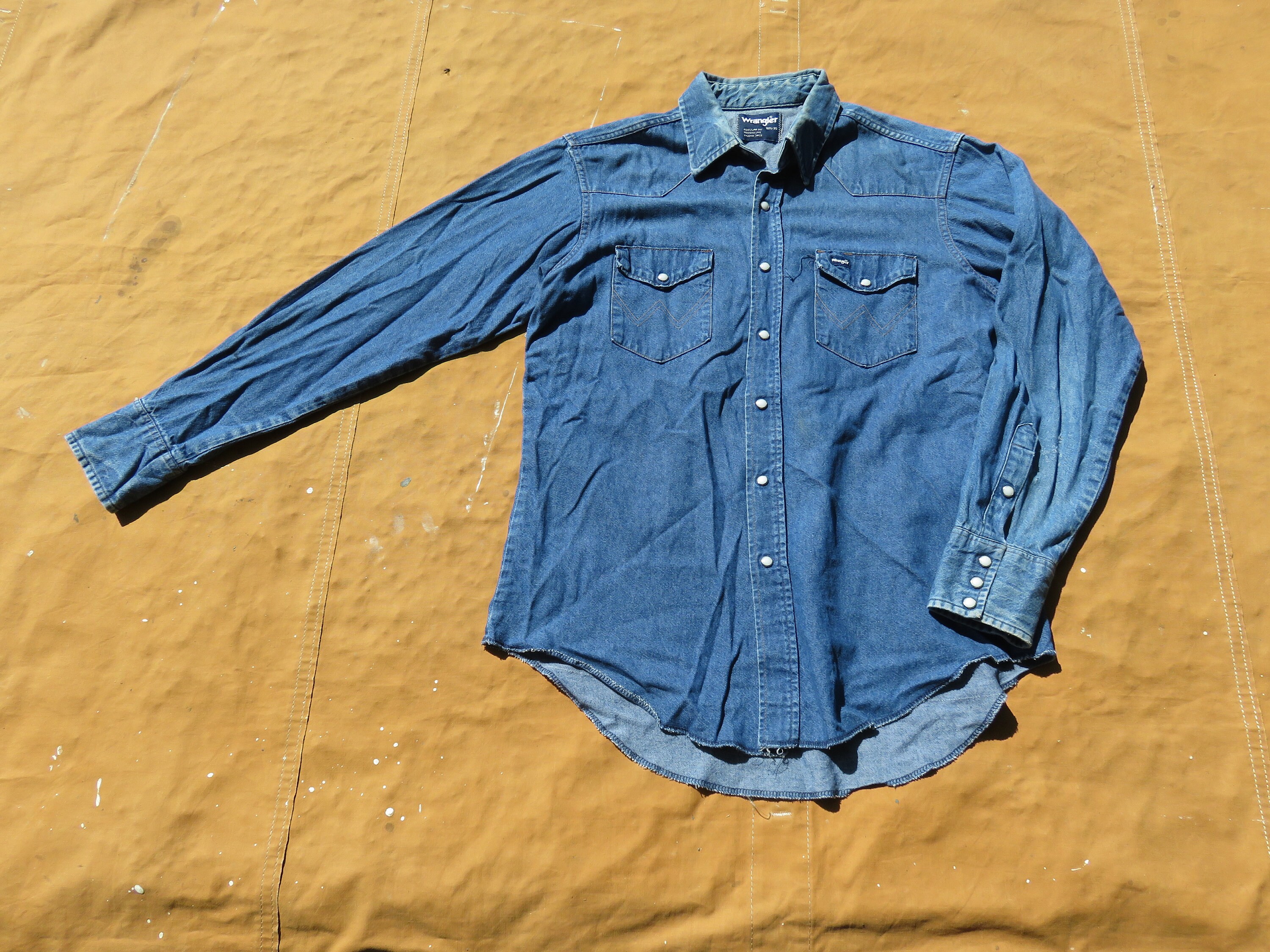 Large 80s Wrangler Denim Pearl Snap 
