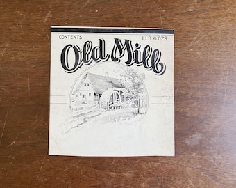 Antique 1920s Original Pen & Ink Advertising Drawing Old Mill Flour Packaging Design