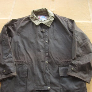 XXL 90s Waxed Cotton Jacket / Oilskin, Tin Cloth Duster Overcoat, Brown ...