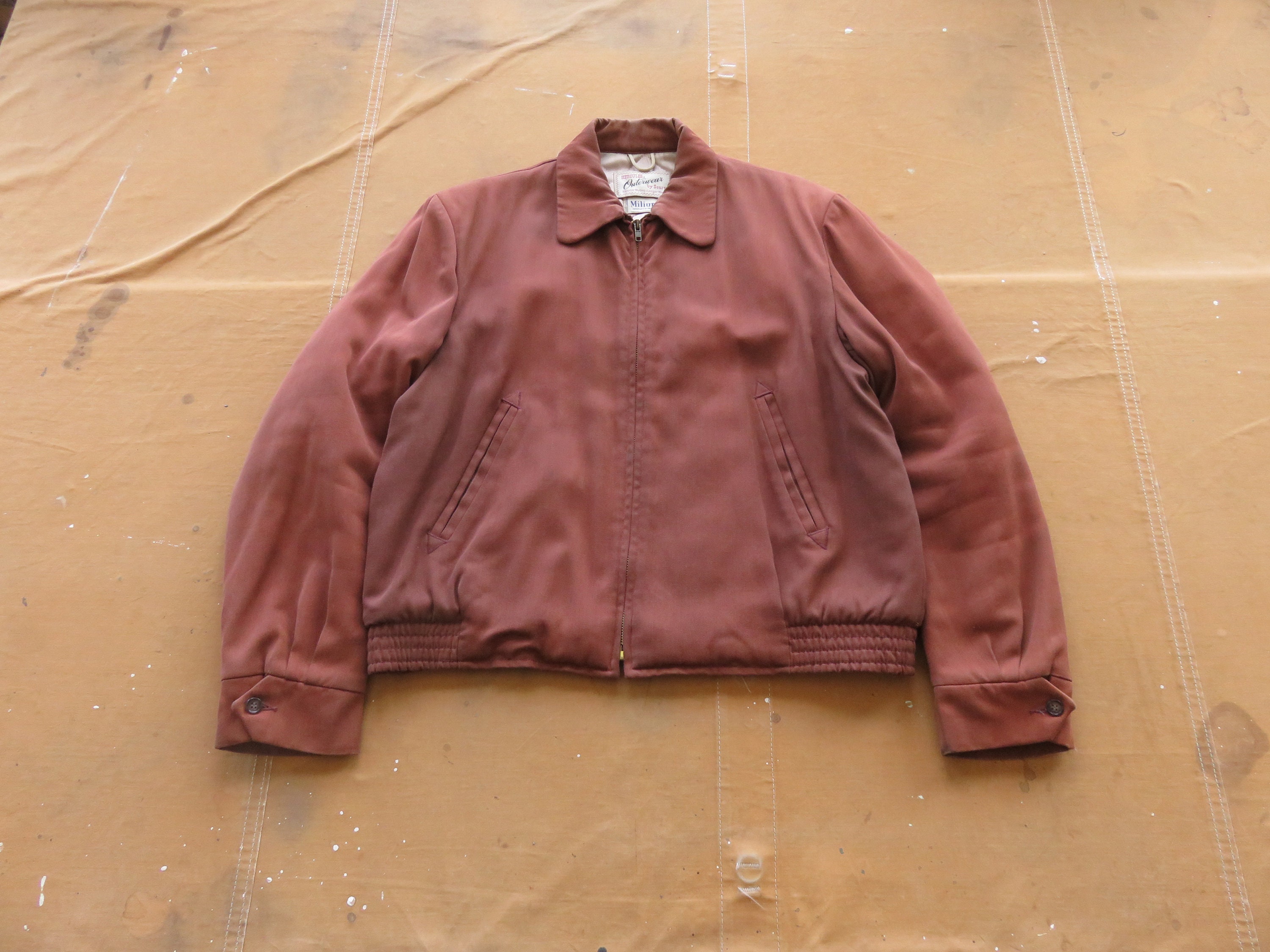 60's HERCULES rayon Gabardine jacket Medium / Large 50s Hercules