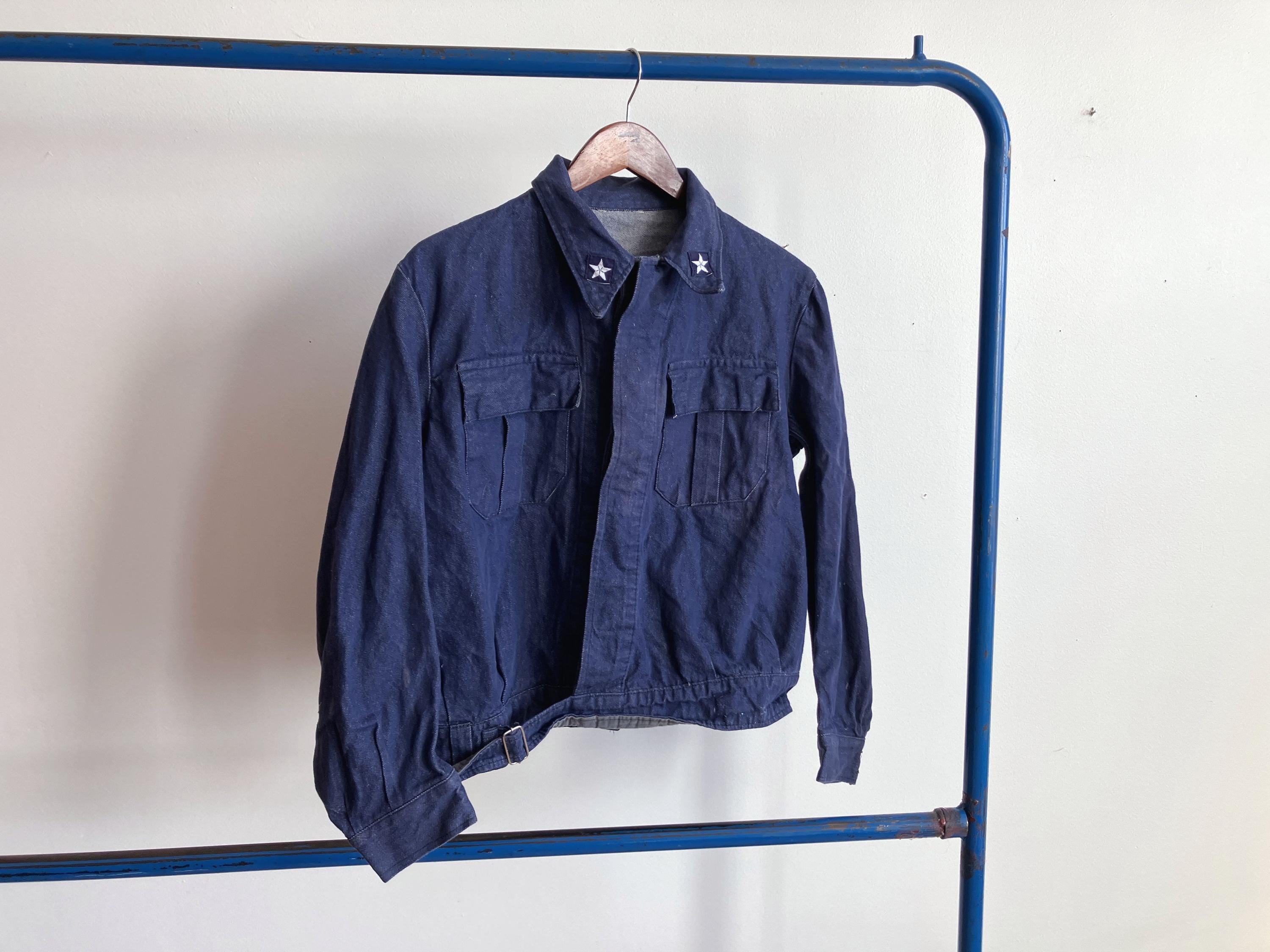 Us Navy Shawl Collar Denim Jacket - Etsy