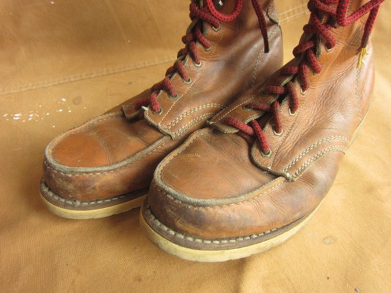 Men's 12 70s / 80s Moc Toe Work Boots / 1970s 198… - image 10