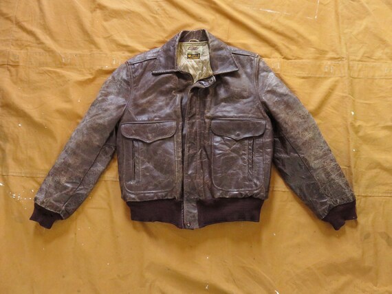 Medium 50s Steerhide Leather Bomber Jacket / 1950s, B… - Gem