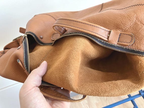 Vintage Large Patchwork Brown Leather Duffel Bag … - image 16