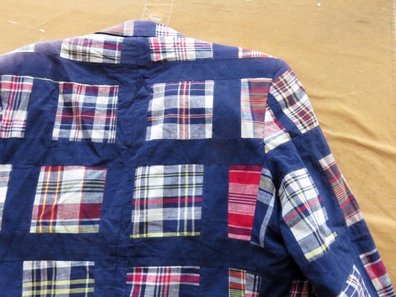 Small / Size 38 60s Madras Plaid Patchwork Sport … - image 10