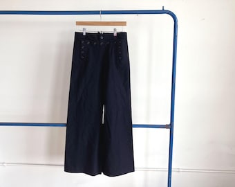 37 Waist 50s Twill Wool Whipcord Pants / Striped 1950s High Waist