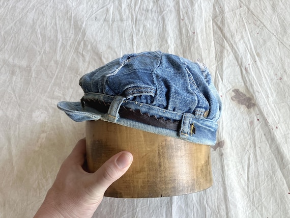 Small / Medium 70s Handmade Denim Patchwork Hat /… - image 7
