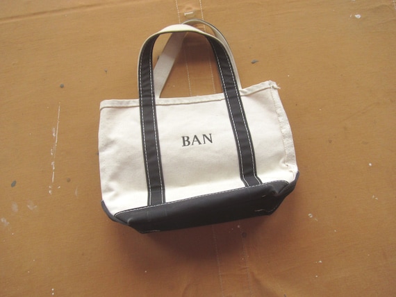 Small LL Bean Boat u0026 Tote Canvas Bag / Black Made in USA Embroidered BAN  Monogram 1990s 90s - Etsy