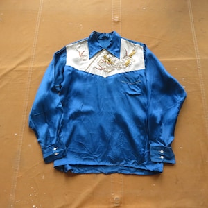 Small 50s Souvenir Slant Zipper Shirt / Japanese Sukajan Souvenir