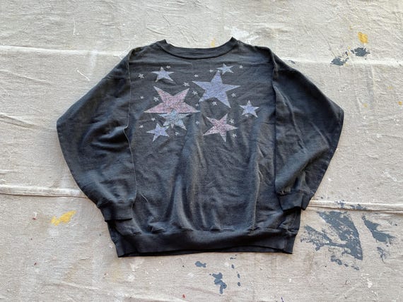 Small / Medium 70s / 80s Faded Black Glam Stars S… - image 1