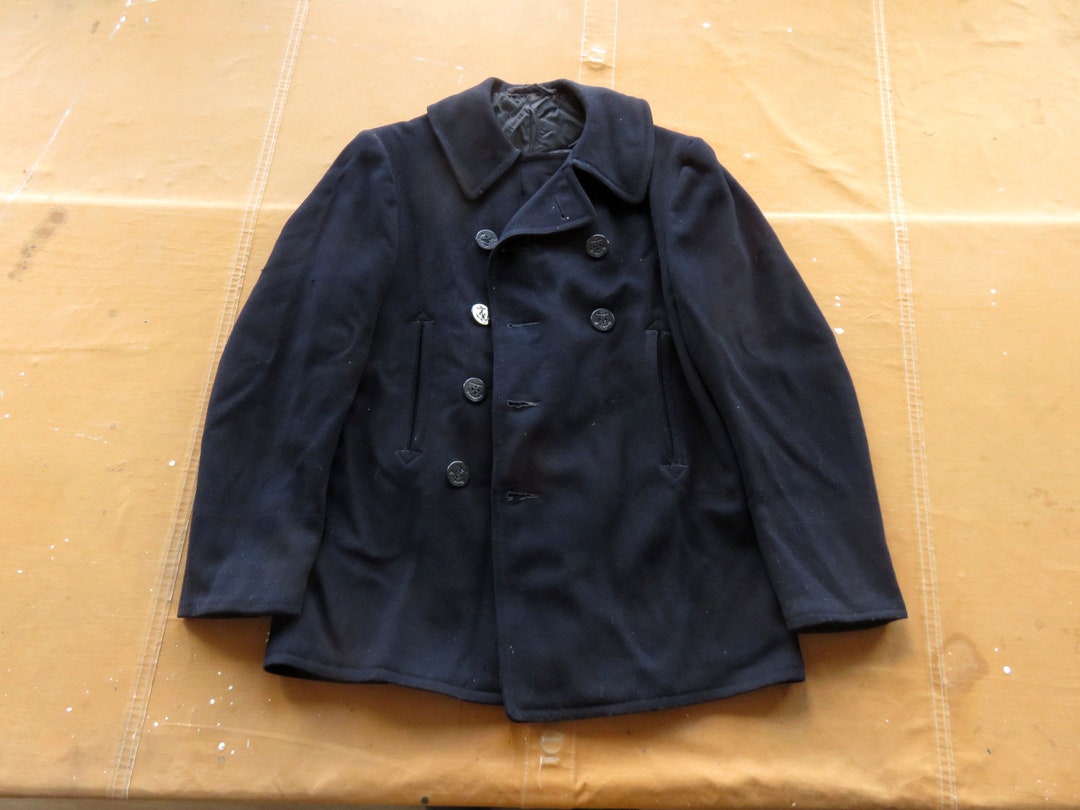 Vintage US Navy Pea Coat 1940s USN 10 Buttons M/L | eBay