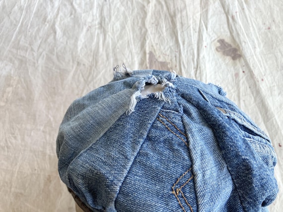 Small / Medium 70s Handmade Denim Patchwork Hat /… - image 12