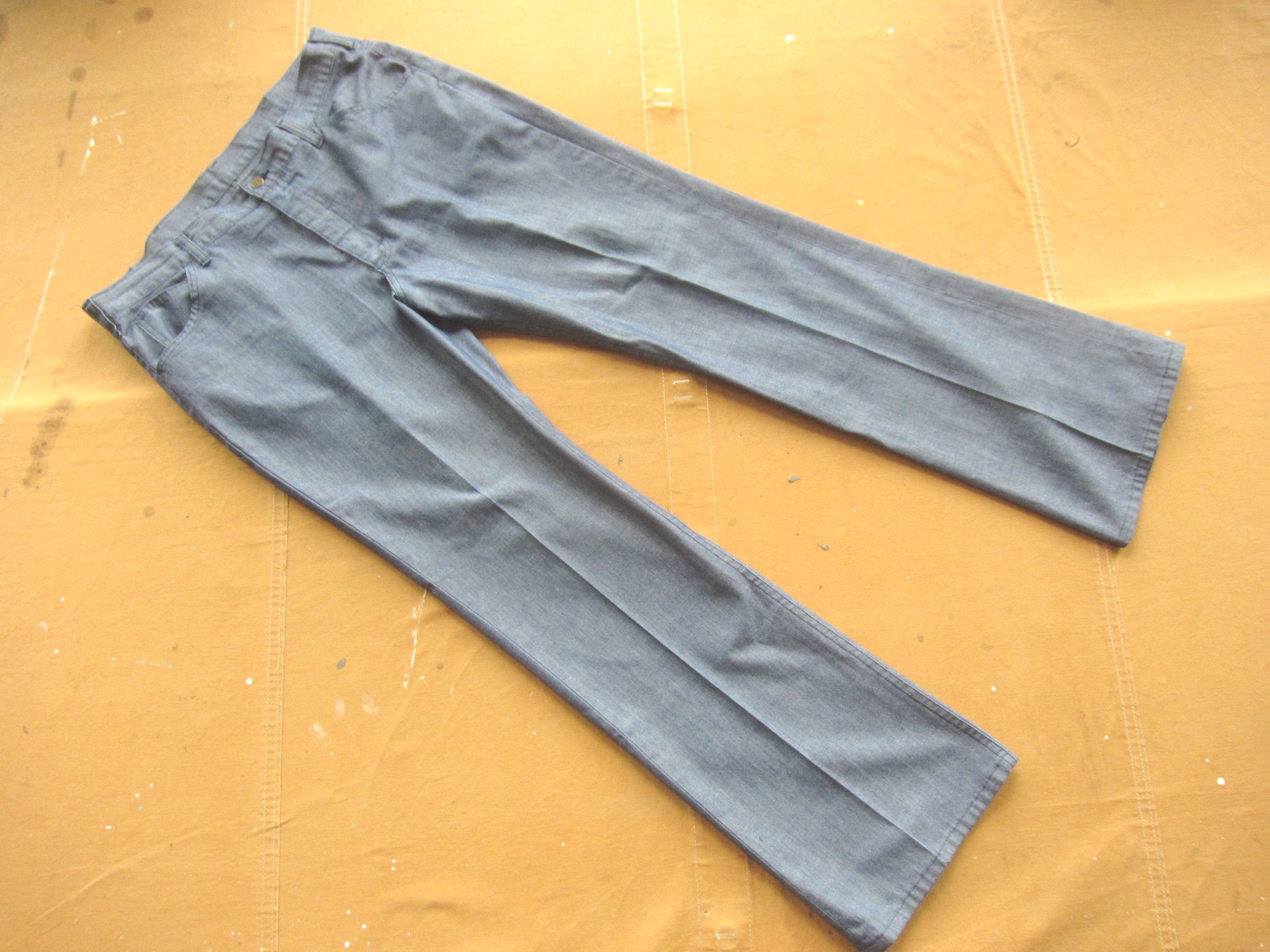 38 X 33 70s Lee Chambray Western Pants / Light Blue Polyester