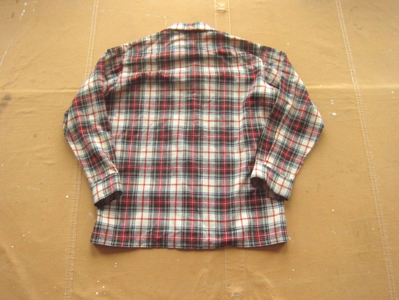 Medium / Large 60s / 70s Loop Collar Wool Plaid F… - image 9