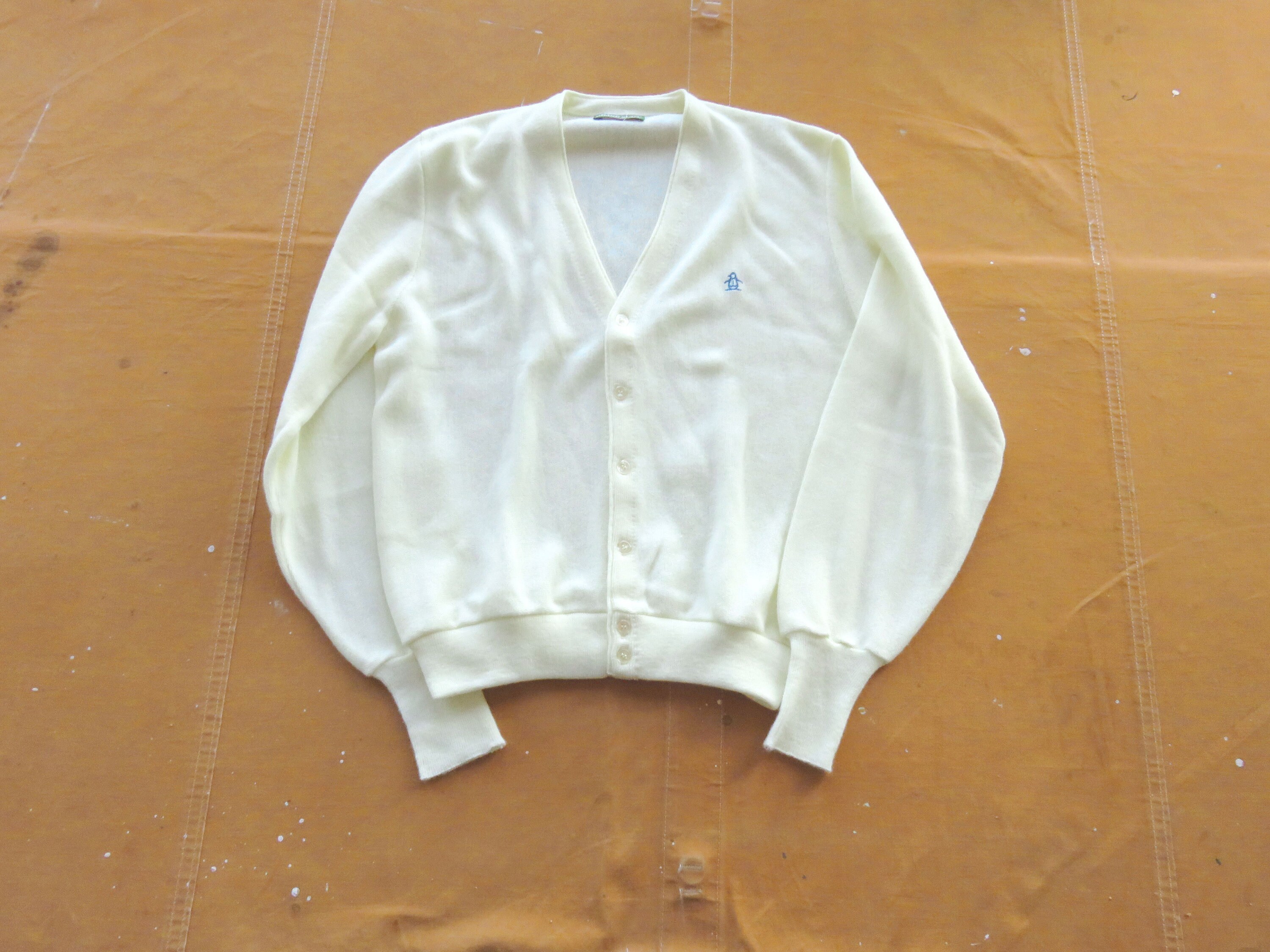 Large 70s Yellow Knit Cardigan Sweater / Grand Slam