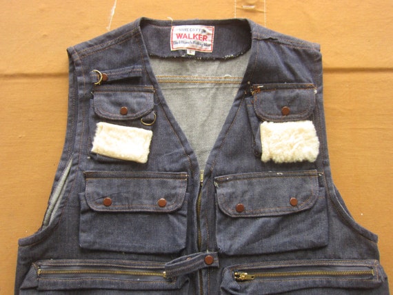 Buy Medium 70s Denim Fishing Vest / Utility Vest Hunting Fishing