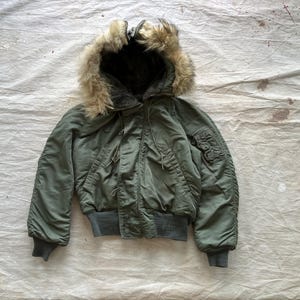 ジャケット・アウター archive n-2b flight jacket real fur Vintage ALPHA IND JACKET FLYING MAN'S HEAVY ATTACHED HOOD N