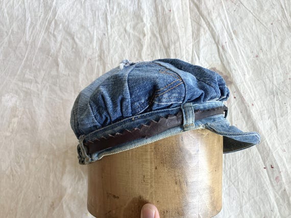 Small / Medium 70s Handmade Denim Patchwork Hat /… - image 11