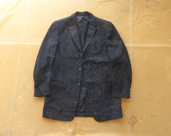 Size 40 / 42 50s Black Flecked Sport Coat / 1950s Men's Three Button Jacket Medium