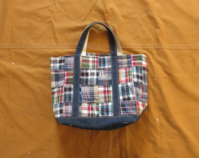 Vintage Madras Plaid LL Bean Boat & Tote Bag / Boat and Tote, Canvas ...