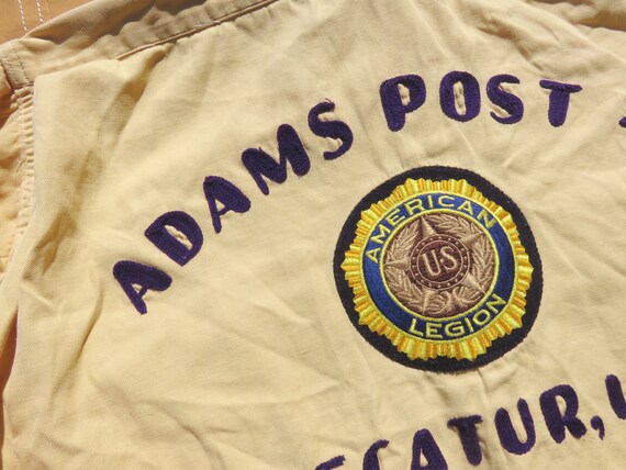 Medium 40s Embroidered American Legion Work Shirt… - image 3