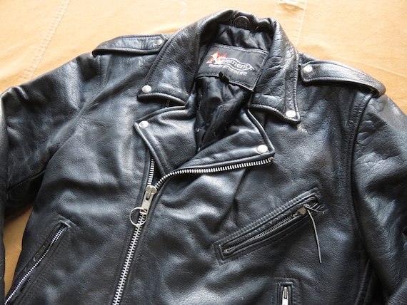 Medium / Large 90s Black Leather Motorcycle Jacket / Xelemnt Biker