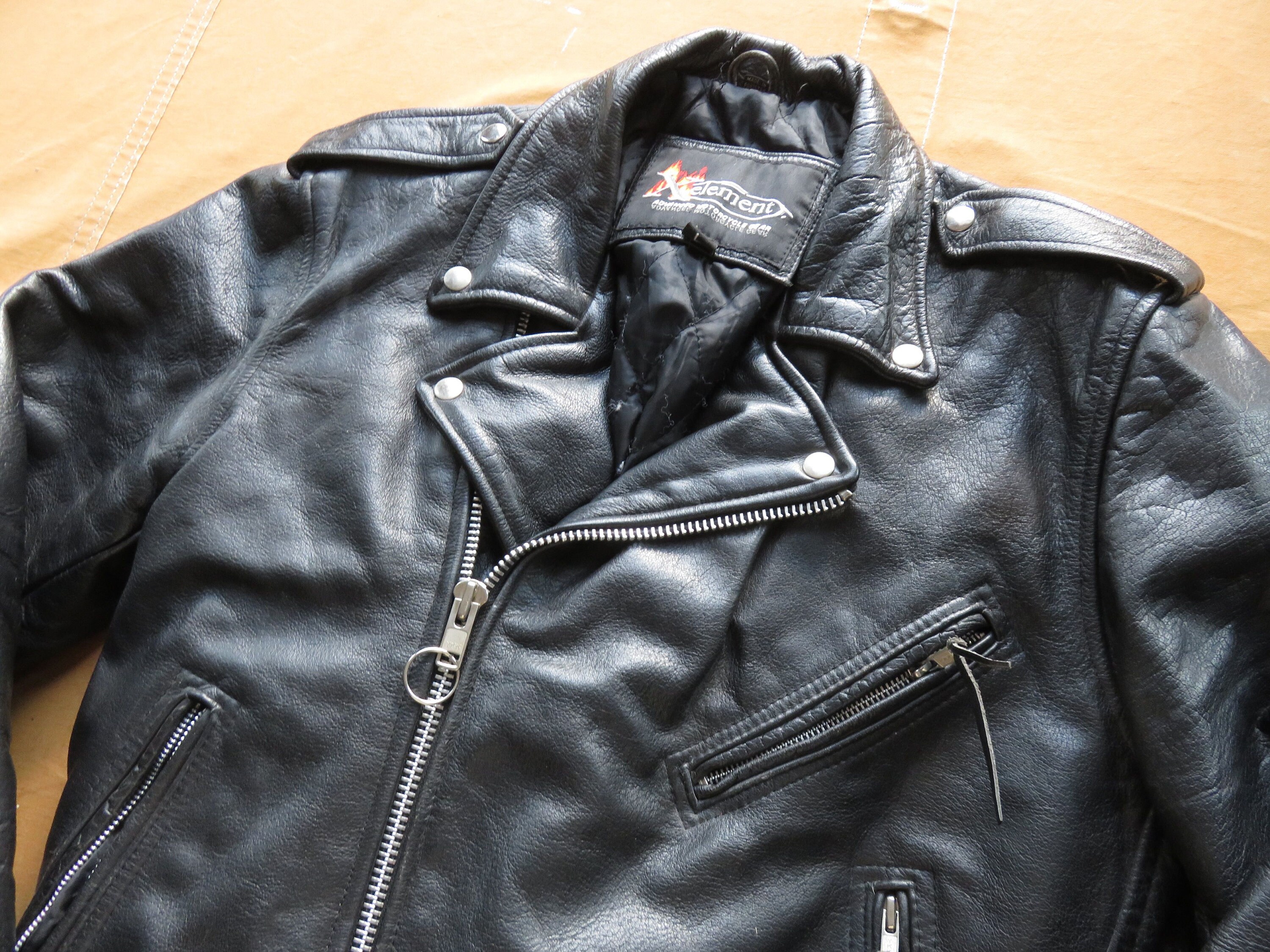 ジャケット・アウター 90s Black Melton x Leather Jacket Vintage 90's Molltan Distressed Trim Oversized Leather
