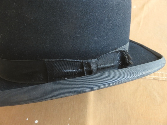 Antique 10s / 20s Stetson Bowler Hat / Black Felt… - image 2