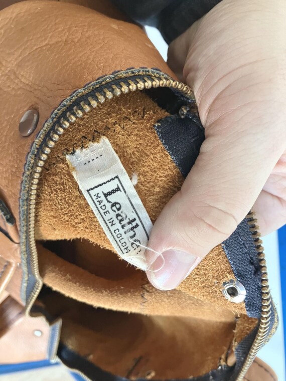 Vintage Large Patchwork Brown Leather Duffel Bag … - image 15