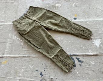 26 Waist 40s Boy Scouts Cotton Jodhpur Pants / Green Khaki Cotton Twill 1940s Uniform Riding Trousers
