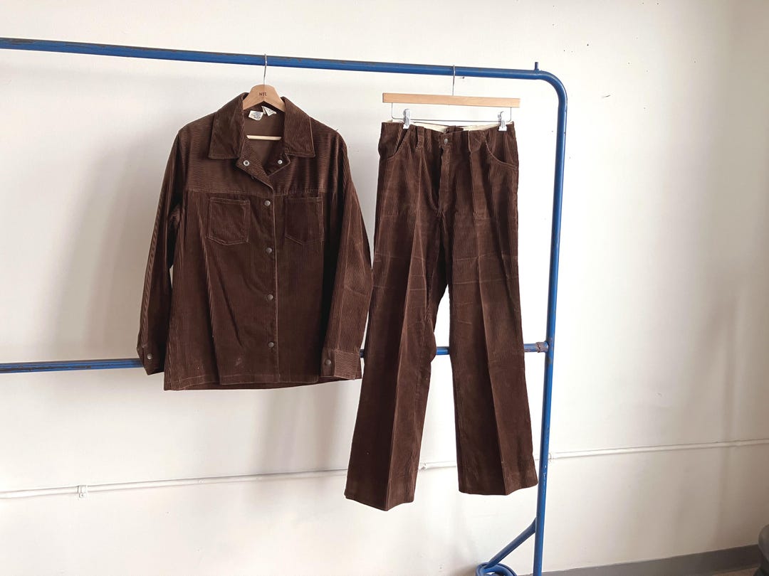 Medium 70s Women's Corduroy Leisure Suit / Brown Wide Wale Cord 1970s ...