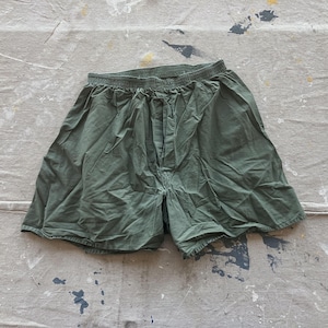 Pode incluir: Uma cueca boxer de algodão verde com elástico na cintura.