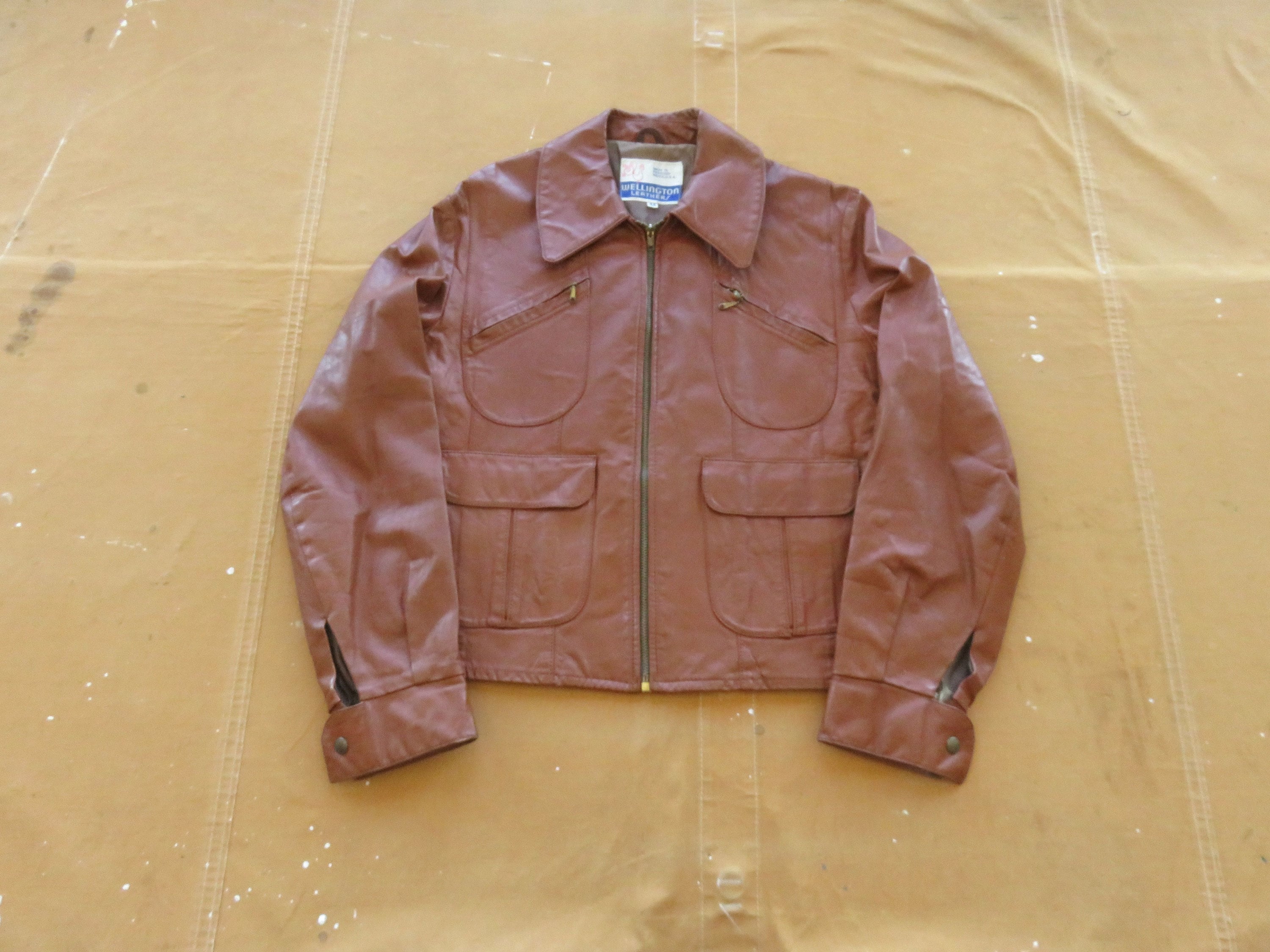 Medium 70s Wellington Leather Brown Leather Jacket / Hippie