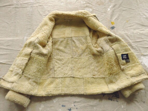 Small 70s Shearling Leather Patchwork Jacket / Ou… - image 8