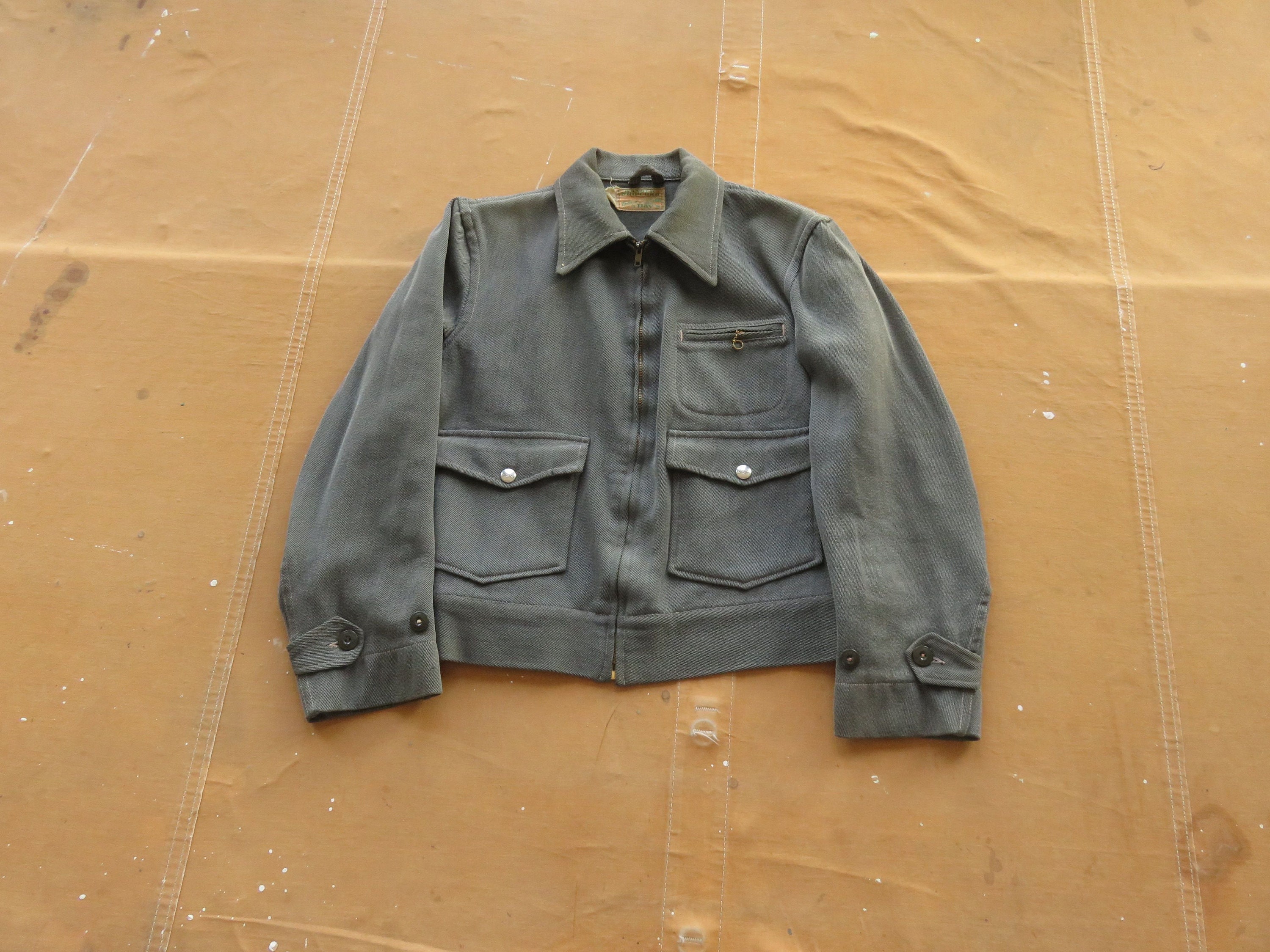 Small 50s Whipcord Work Jacket / Wool Gabardine Twill 1950s Small 50s Whipcord Work Jacket / Wool Gabardine Twill 1950s
