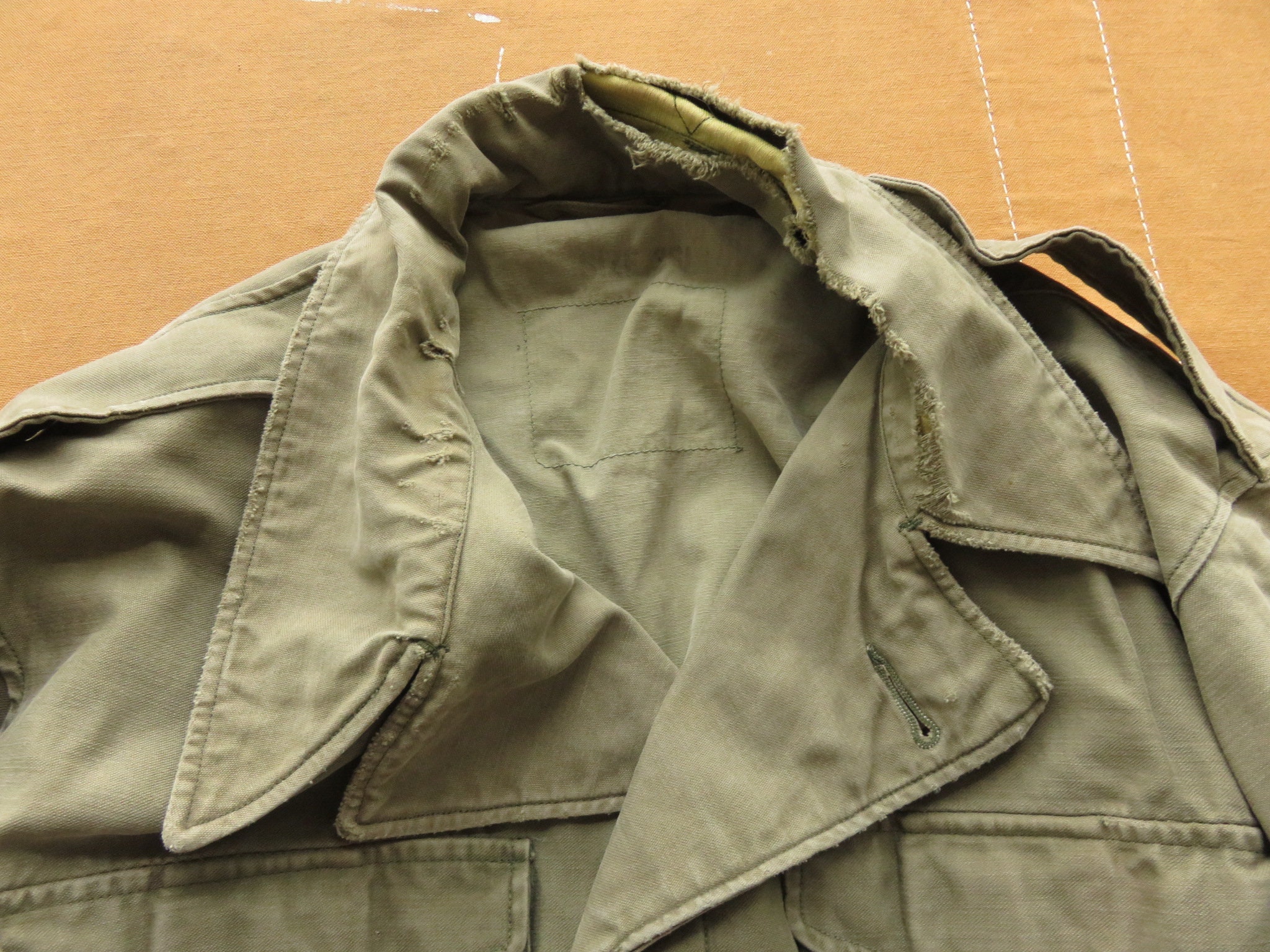 36 40s M-43 MQ1 フィールドジャケット ダメージ ボロ フェード感 36 40s M-43 MQ1 フィールドジャケット ダメージ ボロ フェード